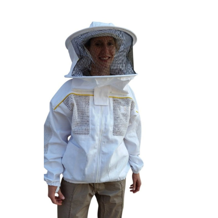 Poly Cotton Semi Ventilated Beekeeping Jacket With Round Hat Veil