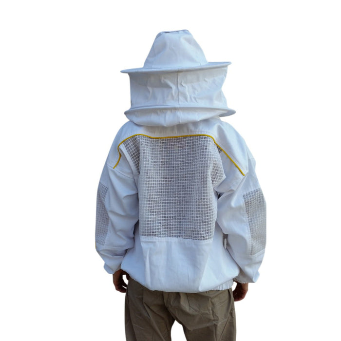 Poly Cotton Semi Ventilated Beekeeping Jacket With Round Hat Veil