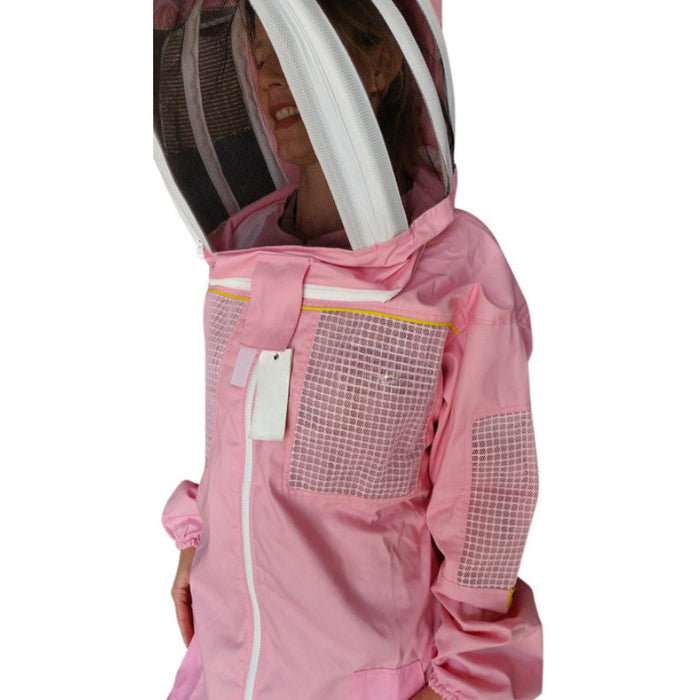 Pink Poly Cotton Beekeeping Suit With Fencing Veil