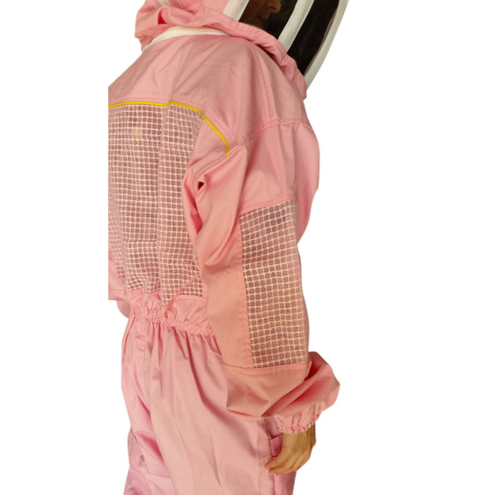 Pink Poly Cotton Beekeeping Suit With Fencing Veil