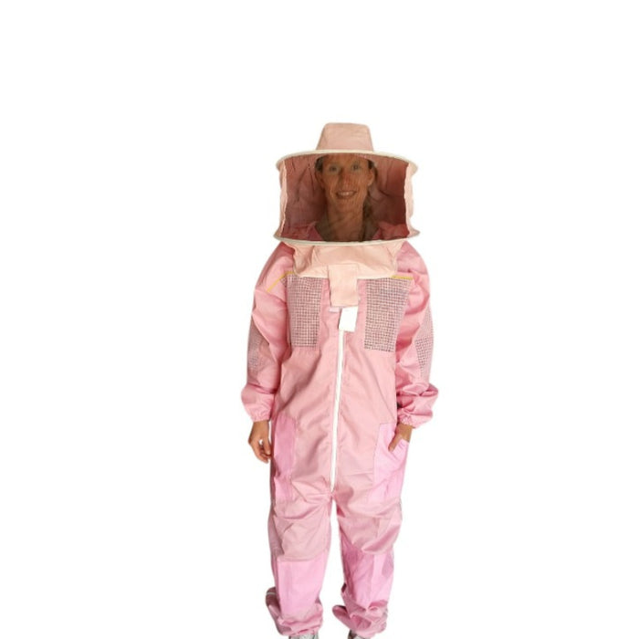 Pink Poly Cotton Beekeeping Suit With Round Hat Veil