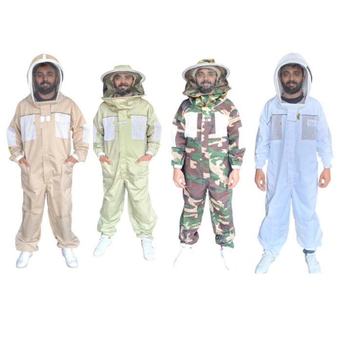 Coloured Ventilated Beekeeping Suit Two Veils Round Hat