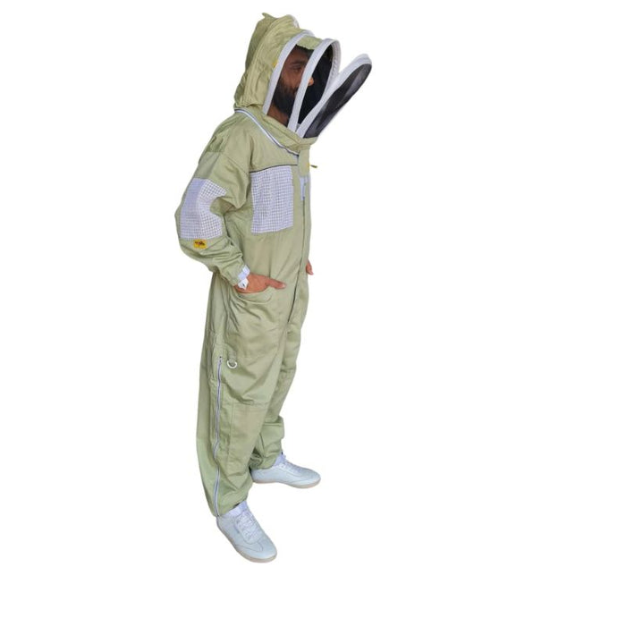 Coloured Ventilated Beekeeping Suit With Two Veils Round Hat & Fencing