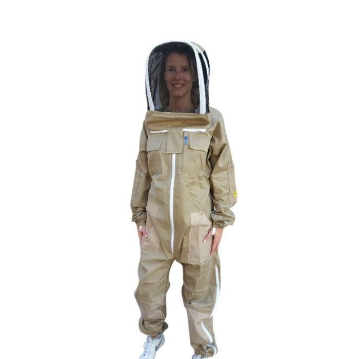 Khaki Poly Cotton Beekeeping Suit With Fencing Veil