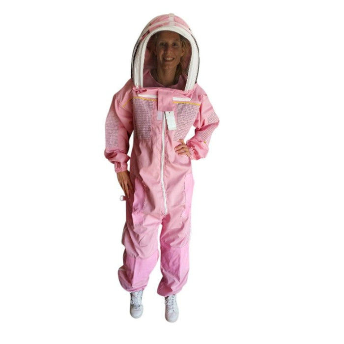 Pink Poly Cotton Beekeeping Suit With Fencing Veil