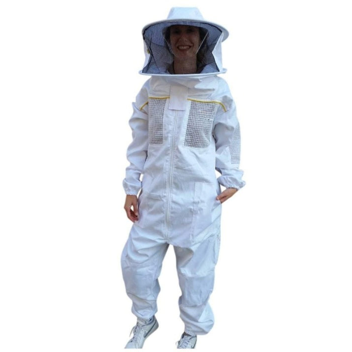 Cotton Semi Ventilated Beekeeping Suit With Round Brim Hat