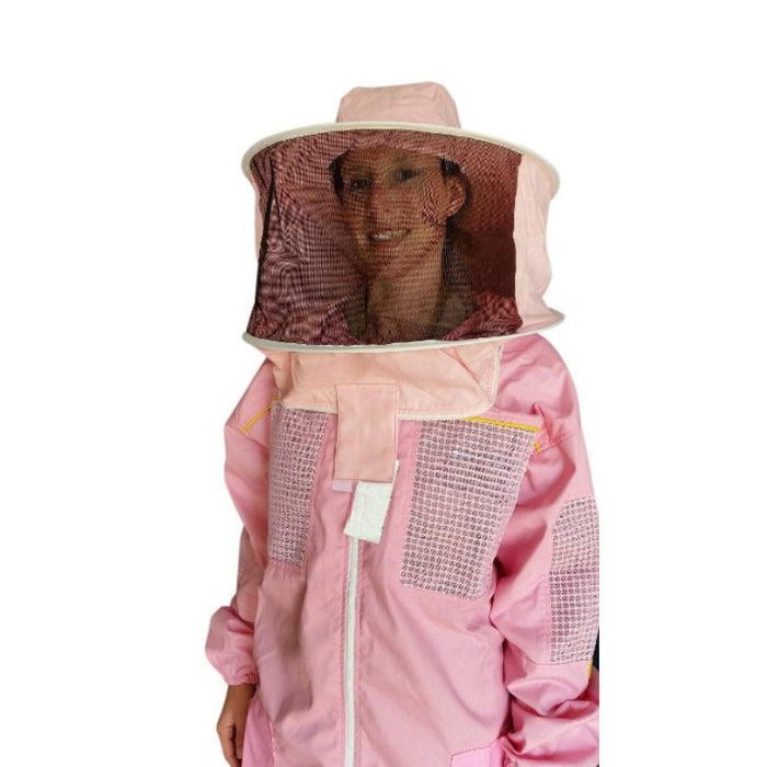 Pink Poly Cotton Beekeeping Suit With Round Hat Veil