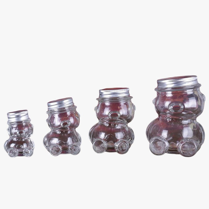 Premium Quality Teddy Bear Glass Jars 300 ML With Hat Style Lid