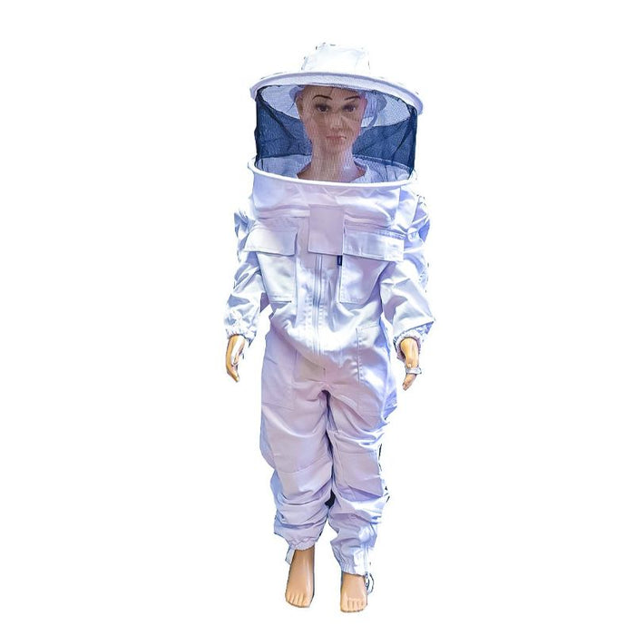 White Poly Cotton Children's Beekeeping Suits With Round Brim Hat