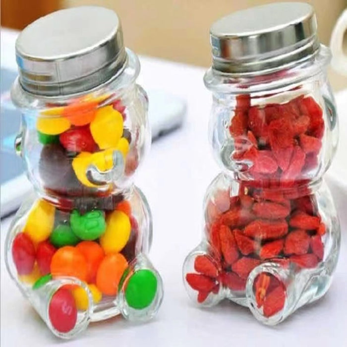 Premium Quality Teddy Bear Glass Jars 300 ML With Hat Style Lid